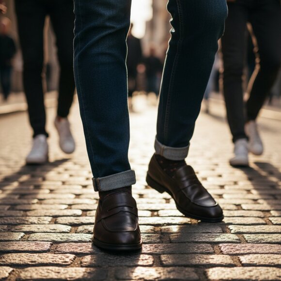 Express Dark Brown Leather Penny Loafers (Size 10.5) - Picture 6 of 8